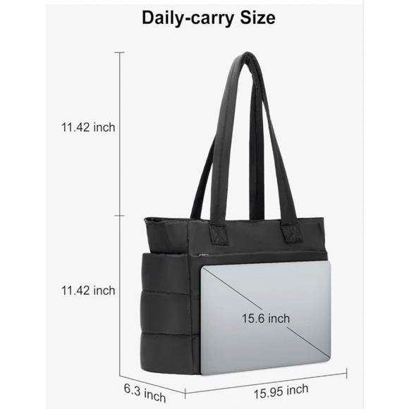 NEW Tote Bag Puffy Quilted Handbag Compartments Lightweight - Picture 2 of 12